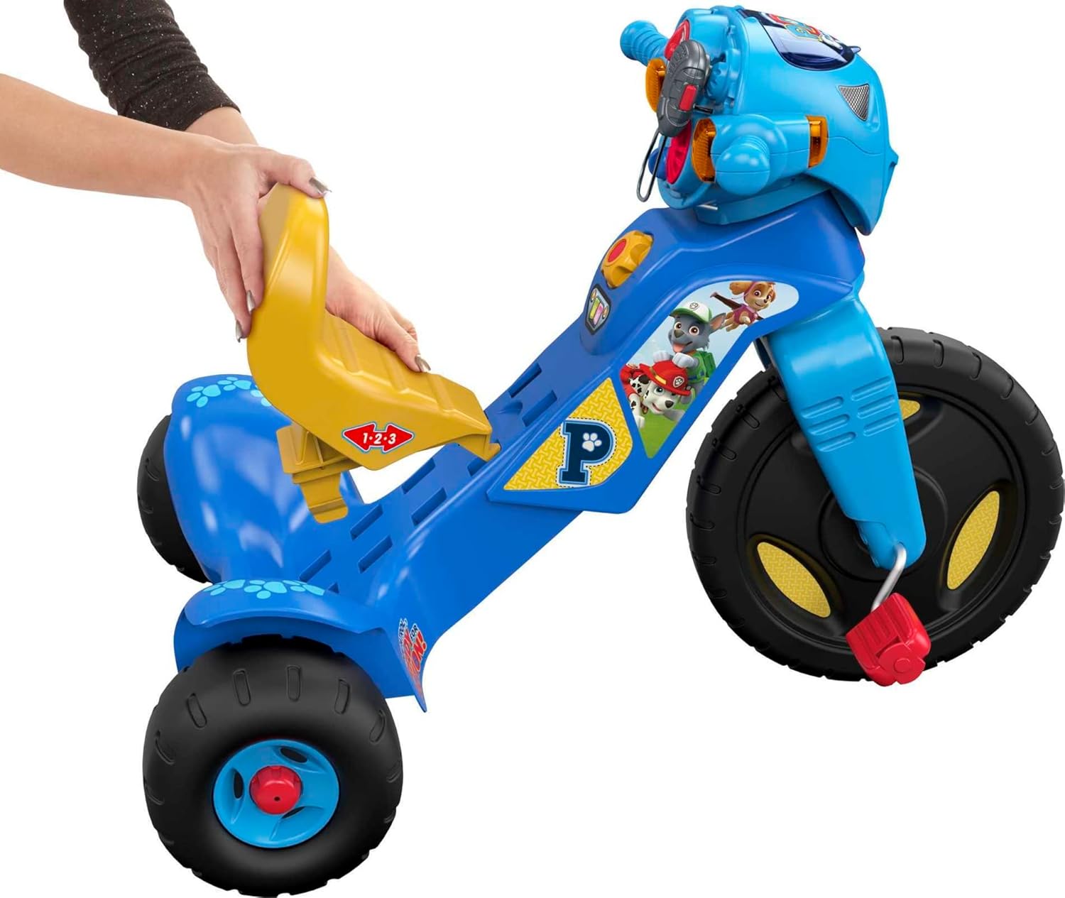 Fisher-Price PAW Patrol Toddler Tricycle Lights & Sounds Trike Toy Bike with Handlebar Grips & Storage for Preschool Kids Ages 2+ Years 24hrsmart